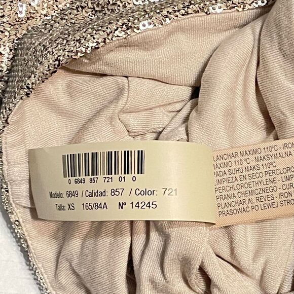 NWT Massimo Dutti Gold Sequin Blouse. Champagne sequins v-neck tank top NEW - Picture 12 of 14